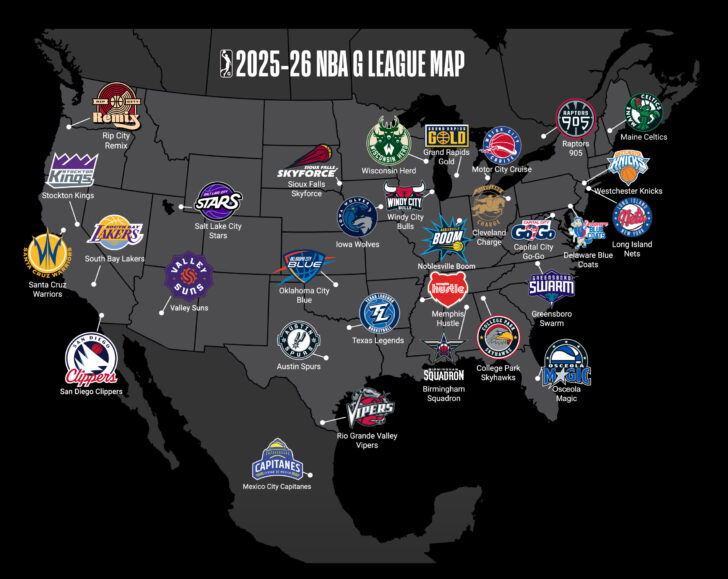 Nba Teams On Map of USA