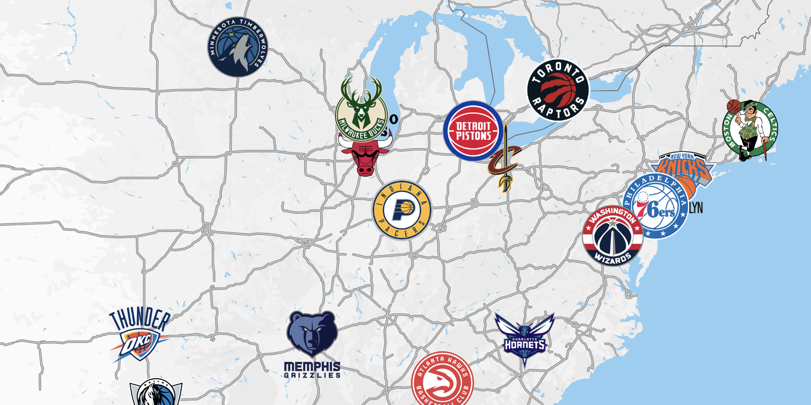 Nba Team Map - All 30 Teams On A Map regarding Map Of Usa With Nba Teams