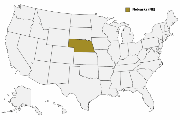 Nebraska On the Map of USA