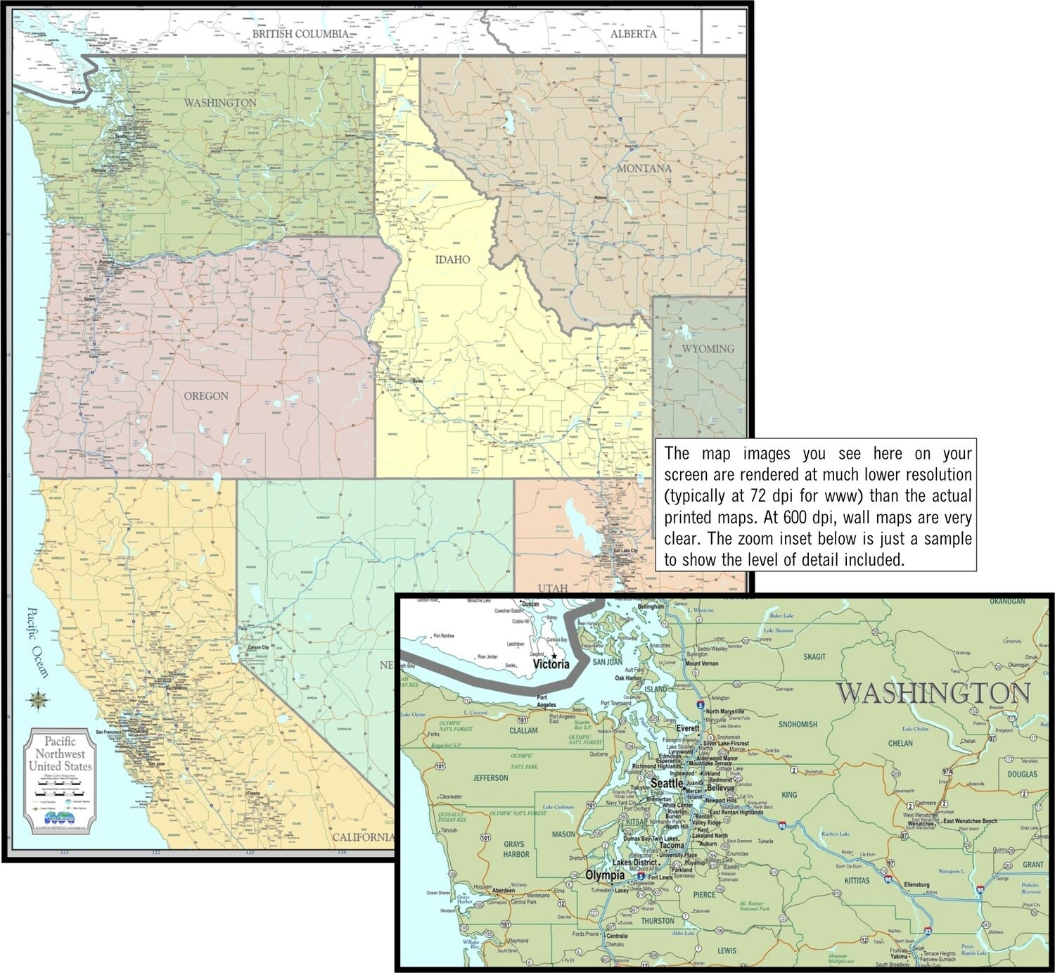 New Detailed Wall Map Pacific Northwest Usa Laminated with Map of the Pacific Northwest USA
