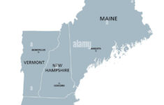 New England Region Of The United States, Gray Political Map. The pertaining to Map Of Vermont And New Hampshire Usa