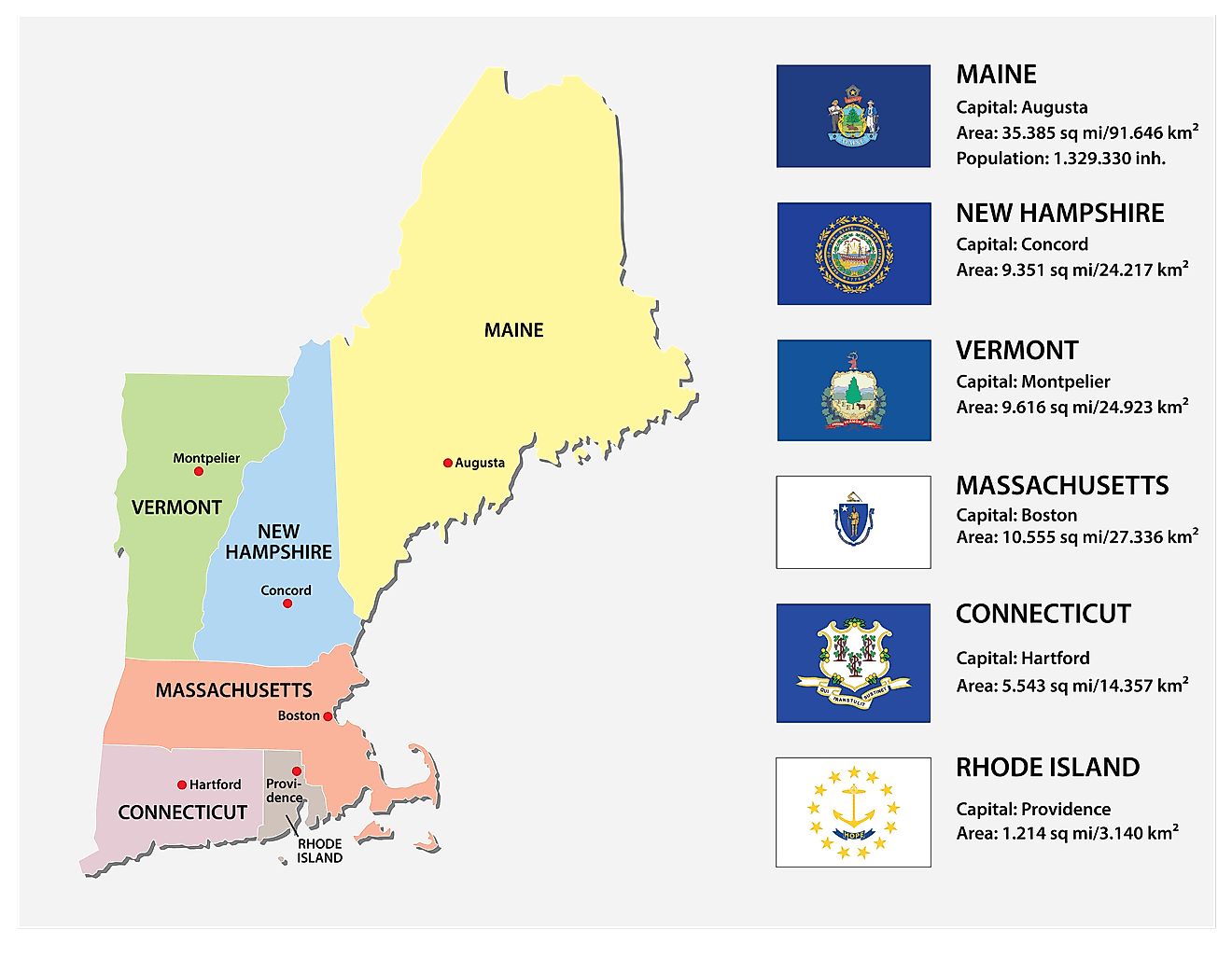 New England (United States) - Worldatlas pertaining to Map of New England USA States