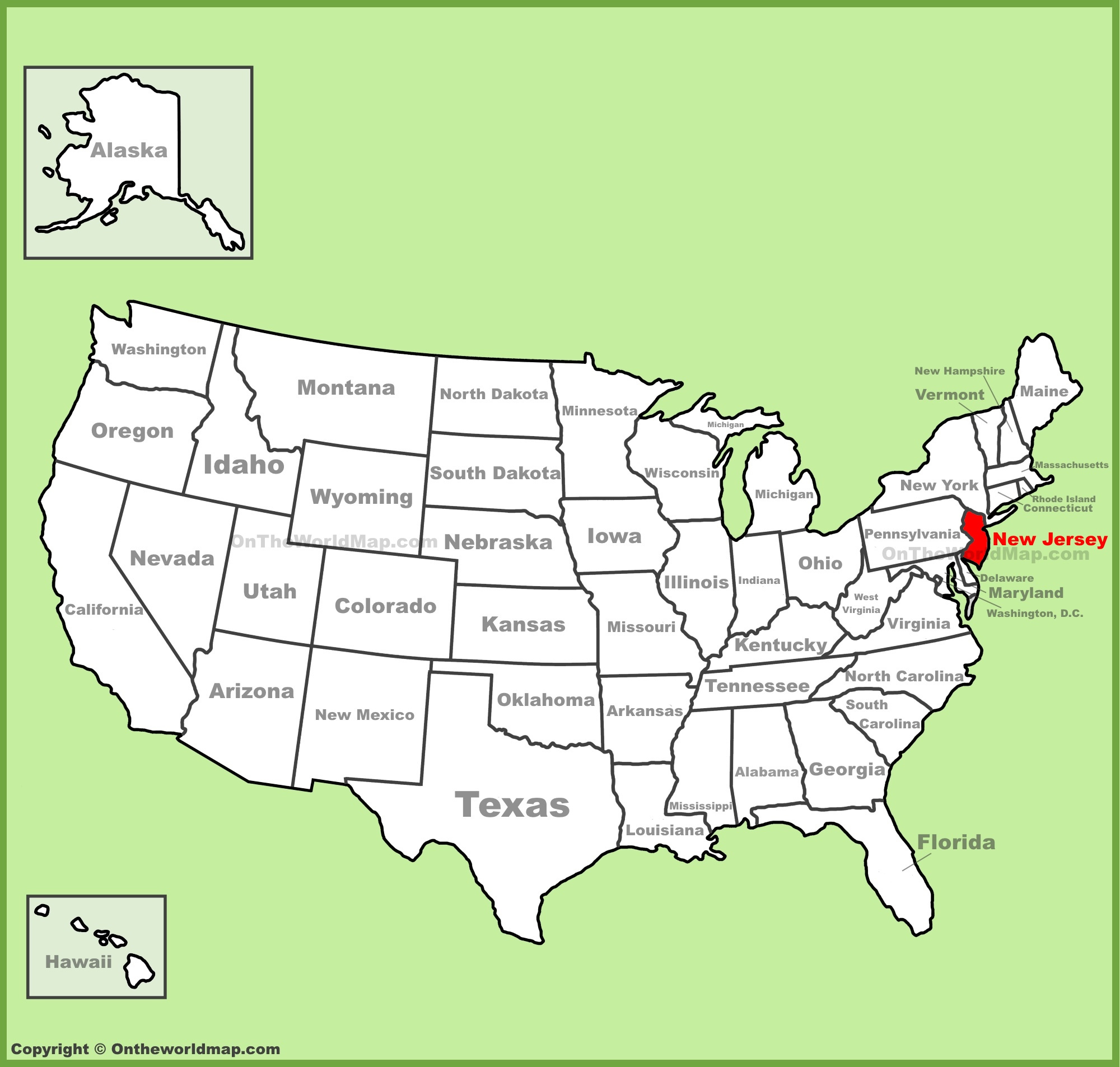 New Jersey Location On The U.s. Map - Ontheworldmap within New Jersey In Map of USA