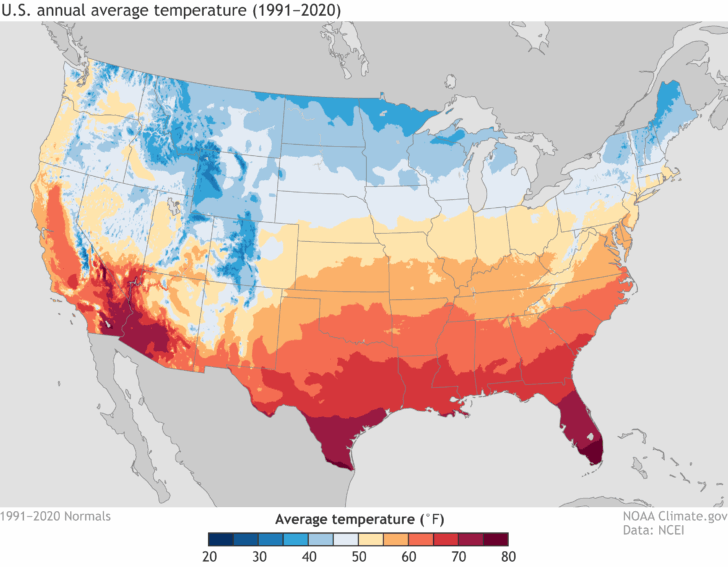 Temperature Map of USA In January