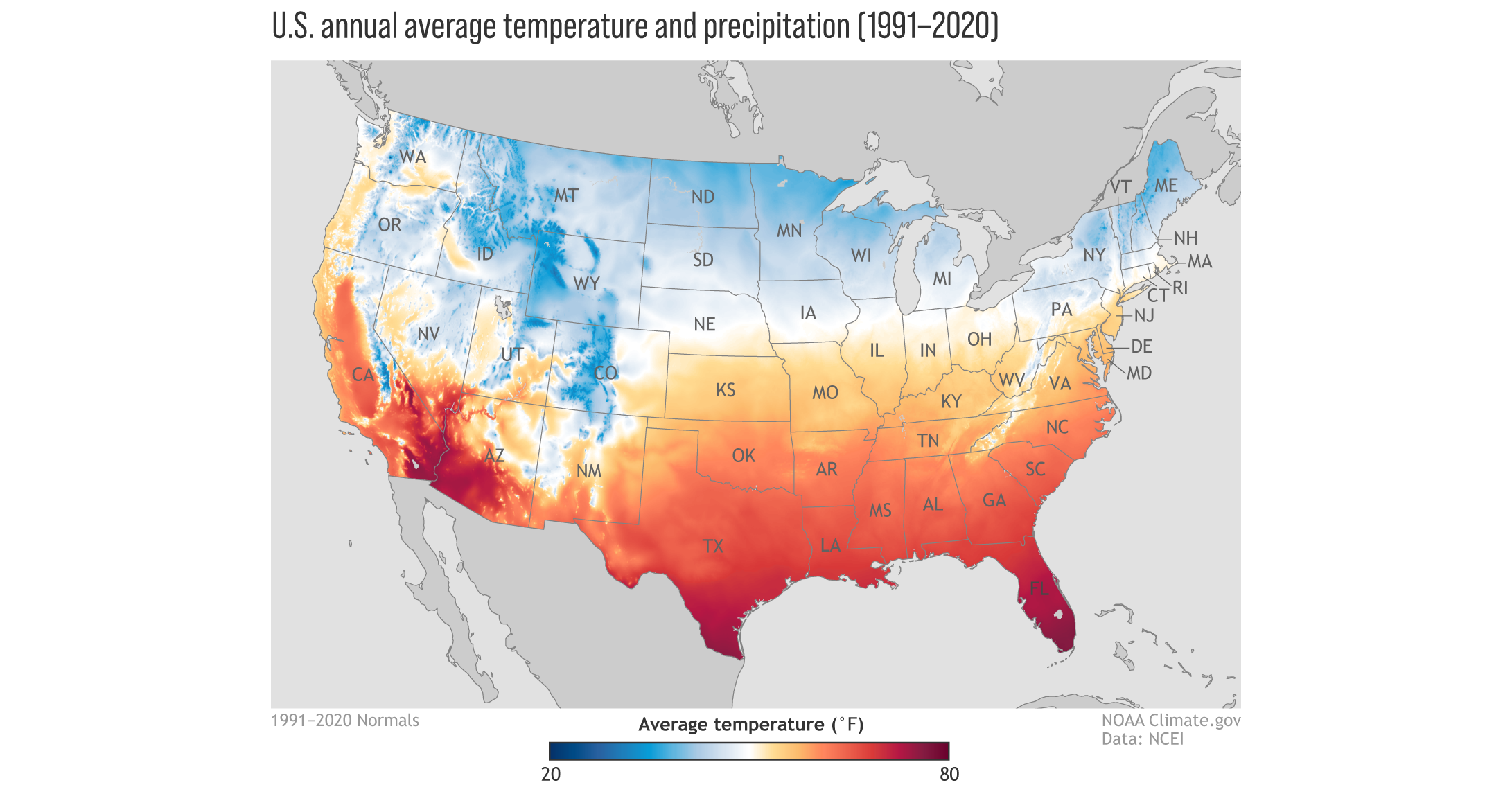 New Maps Of Annual Average Temperature And Precipitation From The intended for Temperature Map Of The Usa Today