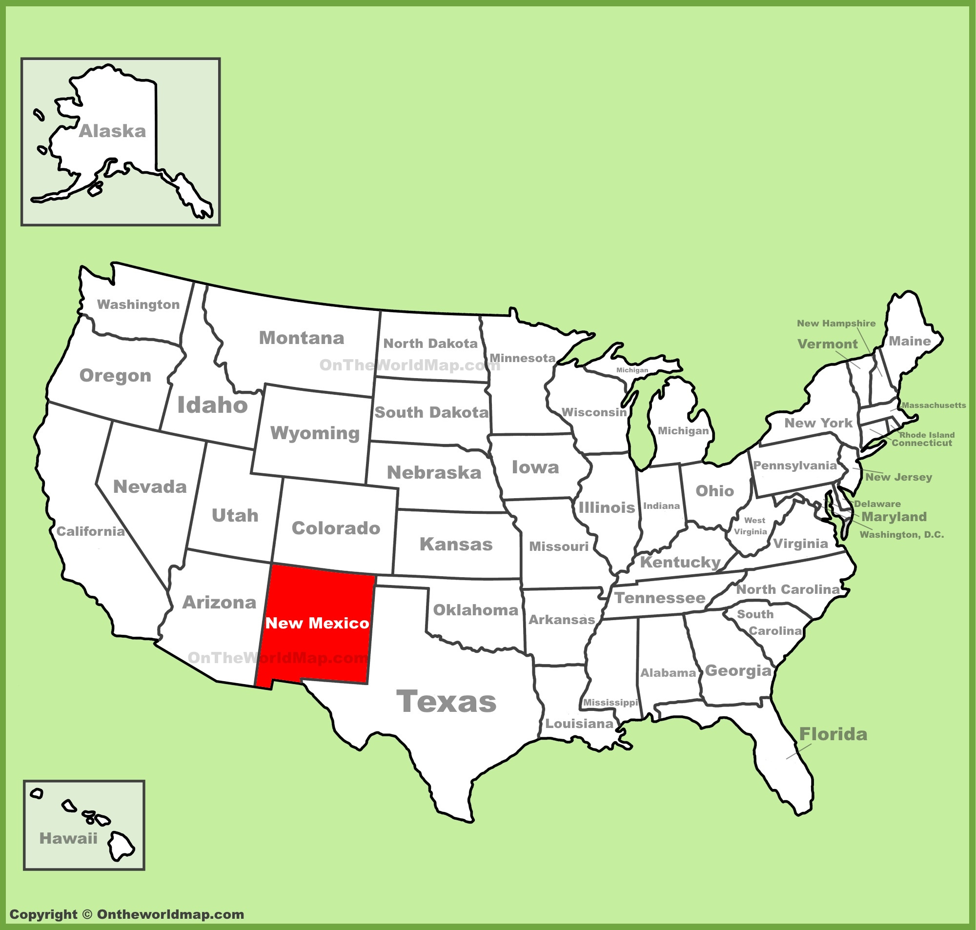 New Mexico Location On The U.s. Map - Ontheworldmap with regard to New Mexico In Map of USA