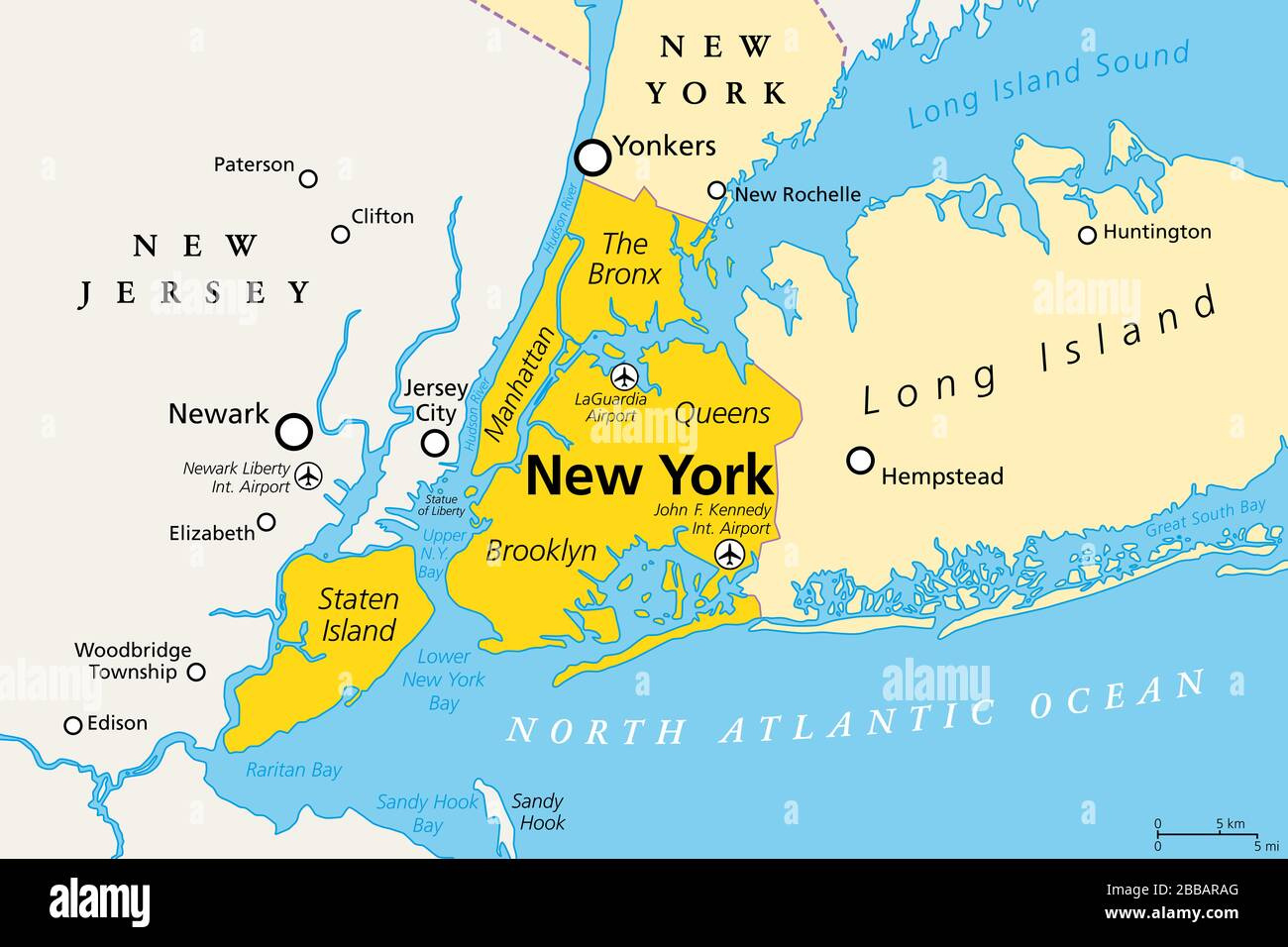 New York City, Political Map. Most Populous City In United States within New York City Map Of Usa