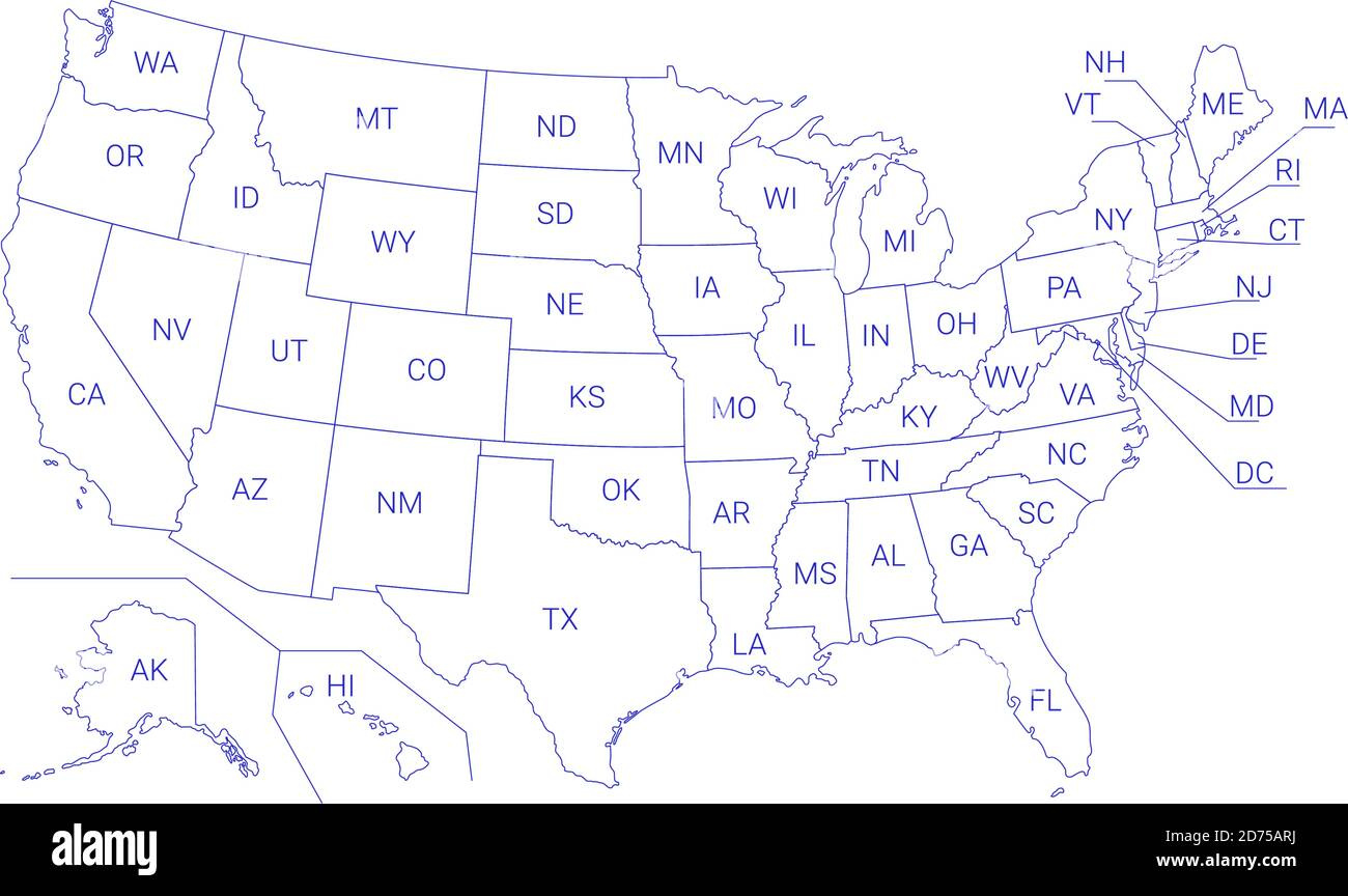 New York Politisch Karte Ausgeschnittene Stockfotos Und -Bilder throughout Outline Map of USA with States Labeled