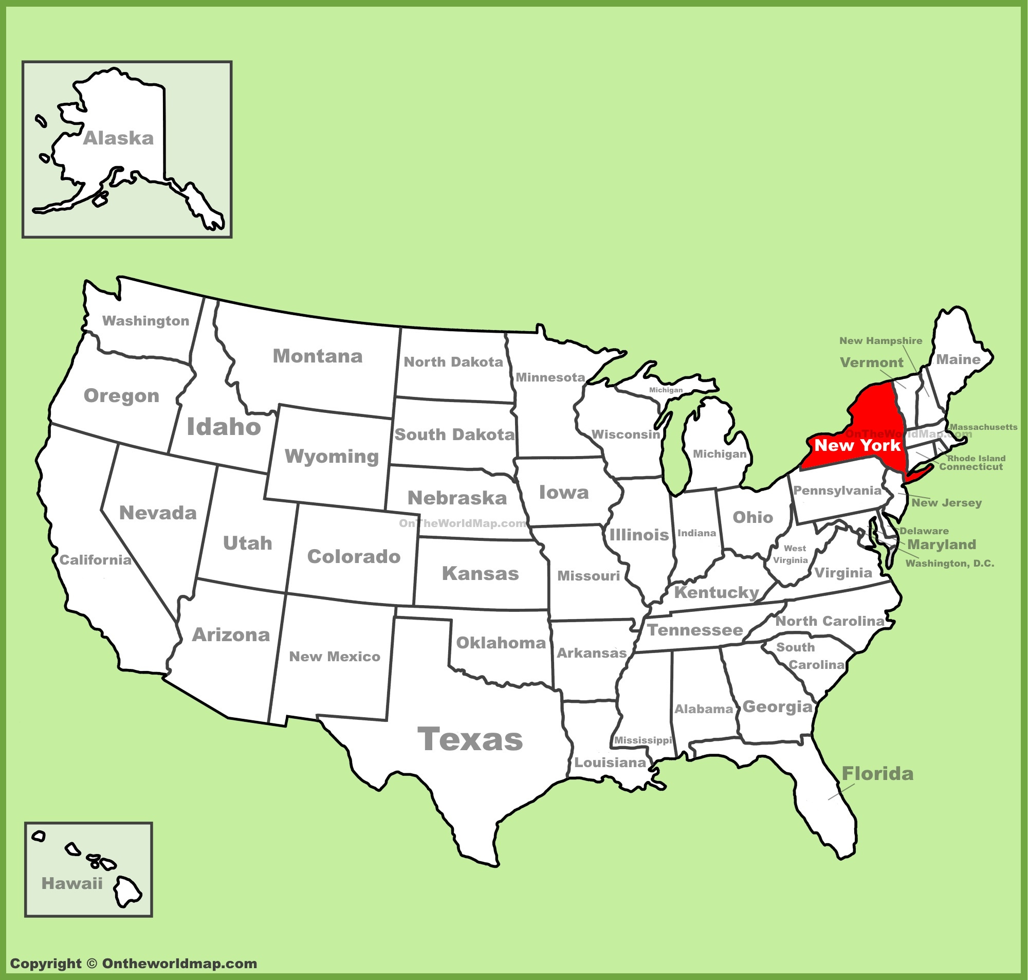 New York State Location On The U.s. Map - Ontheworldmap throughout Where Is New York On A Map Of Usa