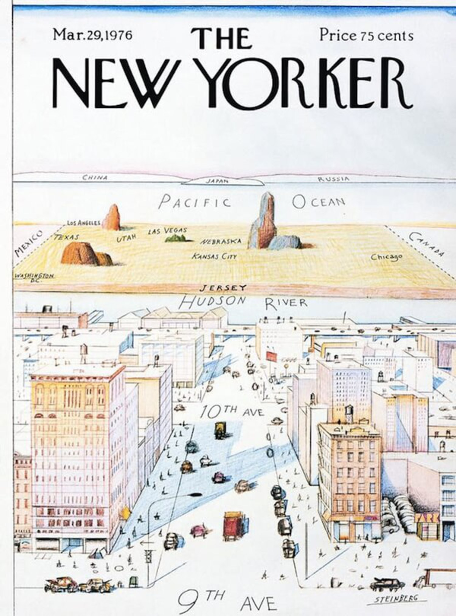 New Yorker Cover From 1976 Accurately Portrays How We View The in New Yorker Cartoon Map of USA
