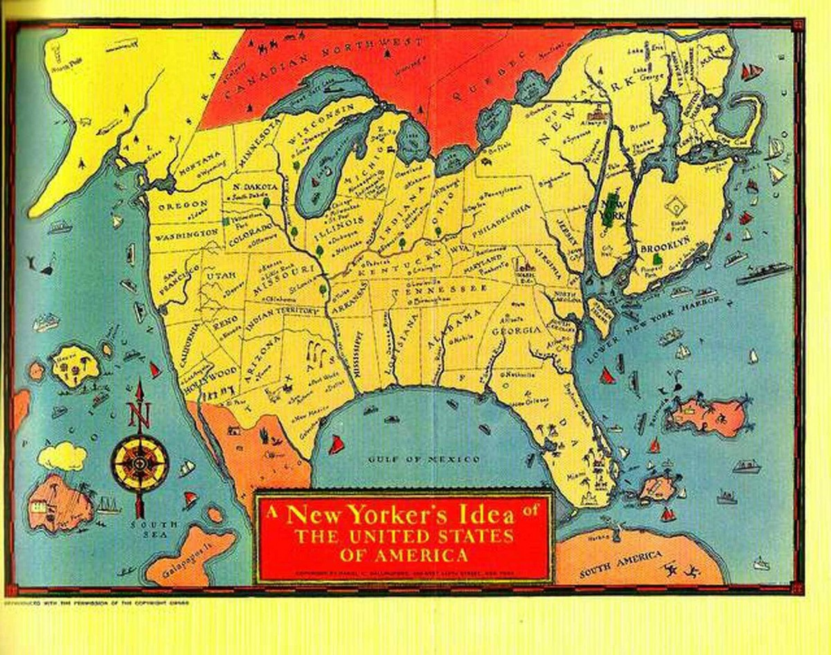 New Yorker&amp;#039;S View Of The United States 1941 Mint Art Map New York inside New Yorker Magazine Map of USA