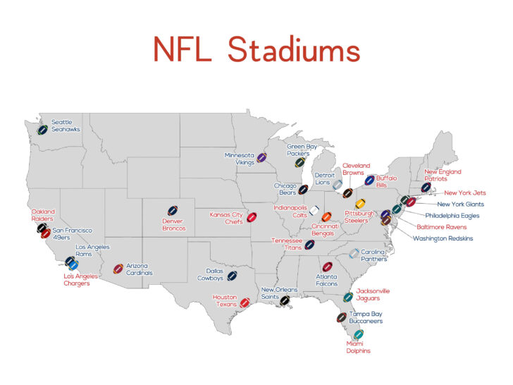 Map of All Football Stadiums In USA