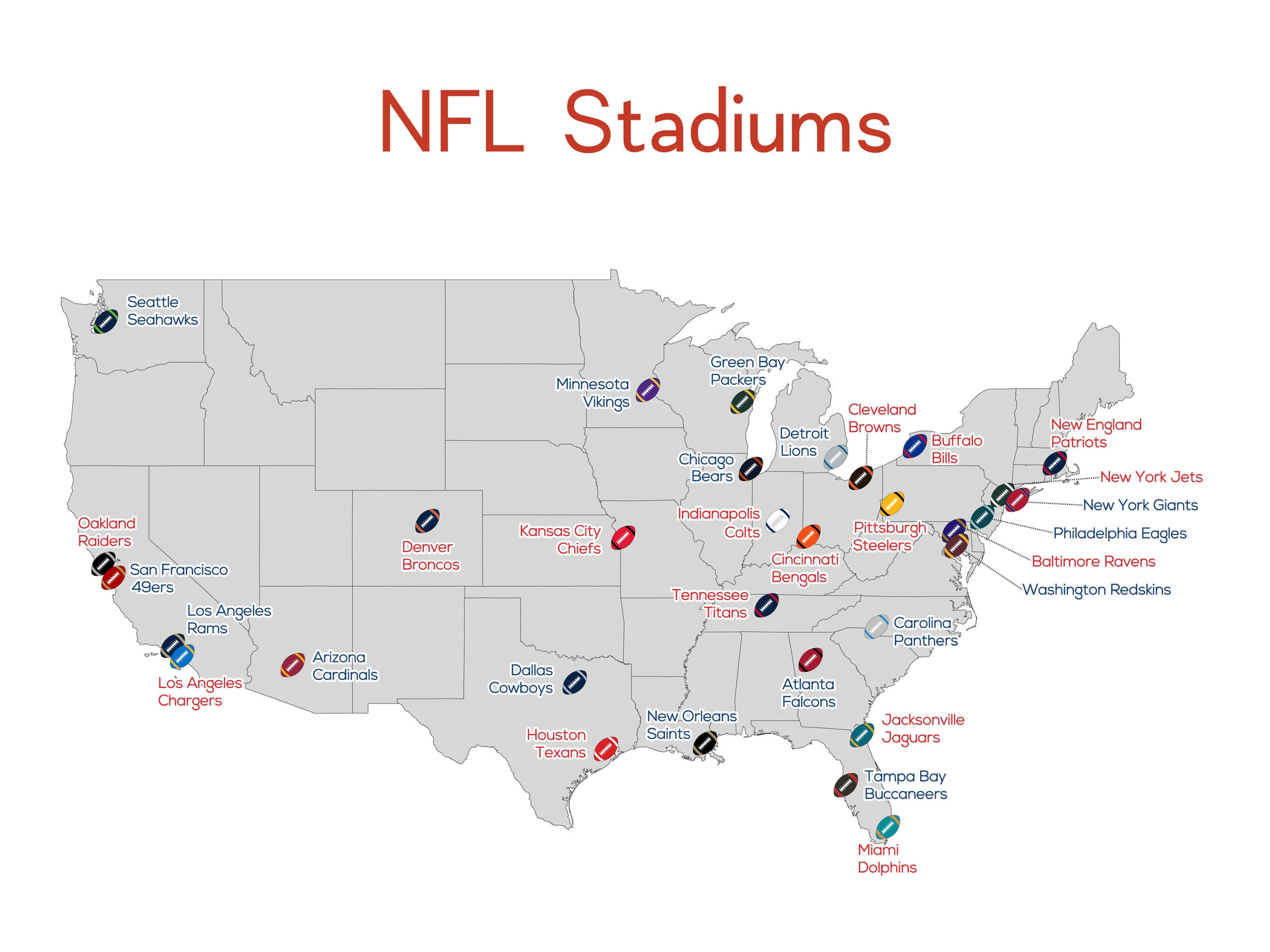 Nfl Stadiums Map Art Print: Football Fan Gift - Etsy within Map Of All Football Stadiums In Usa