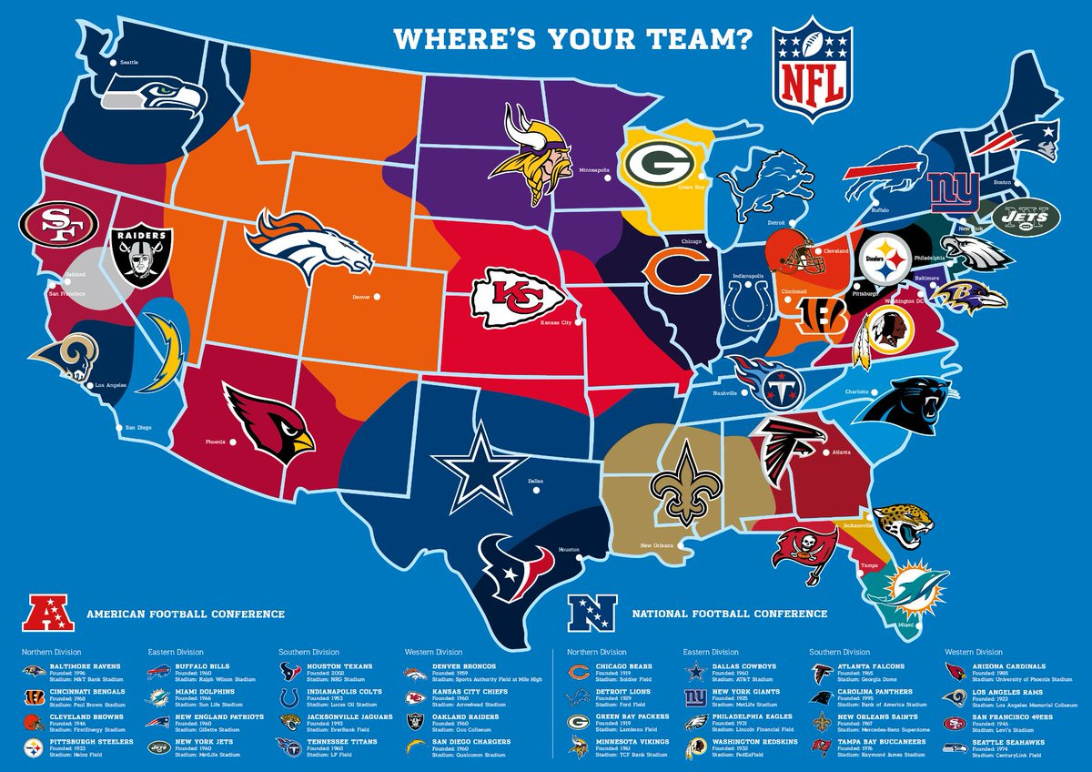 Nfl Uk &amp;amp; Ireland On X: &amp;quot;Which Team Covers Where? How All @Nfl in Map Of Usa With Football Teams