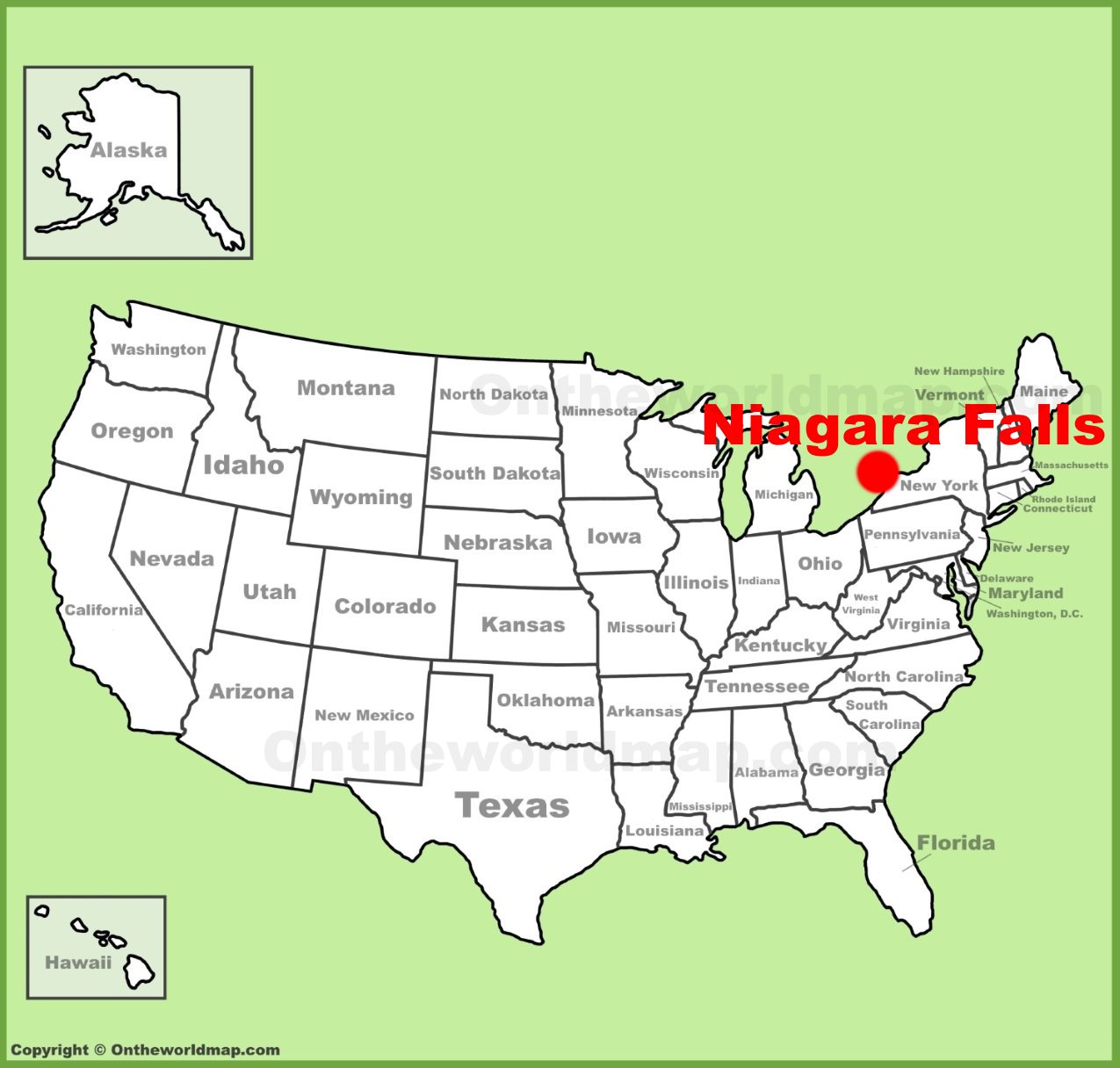 Niagara Falls Location On The U.s. Map - Ontheworldmap for Niagara Falls On Map of USA