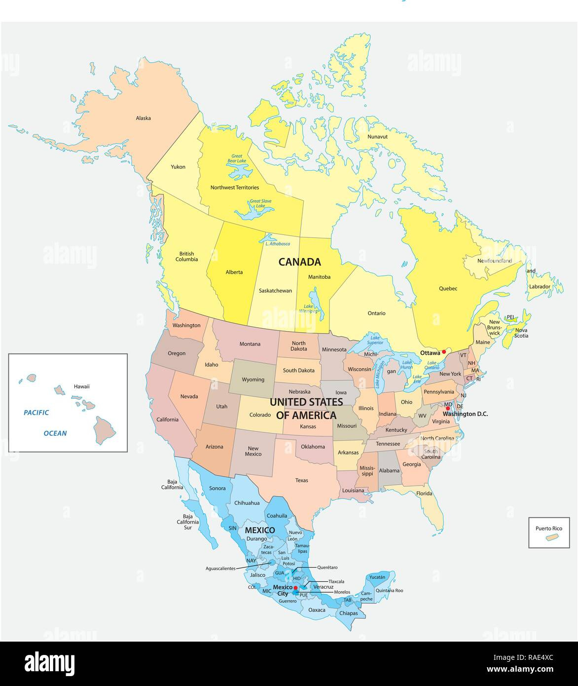 Nordamerika Karte Staaten -Fotos Und -Bildmaterial In Hoher with regard to Map Of Usa States Including Alaska