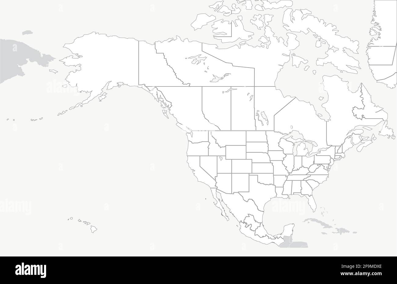 Nordamerika Länder Grenzkarte. Vektor-Karte Der Usa Und Kanada with regard to Blank Map of USA Canada and Mexico