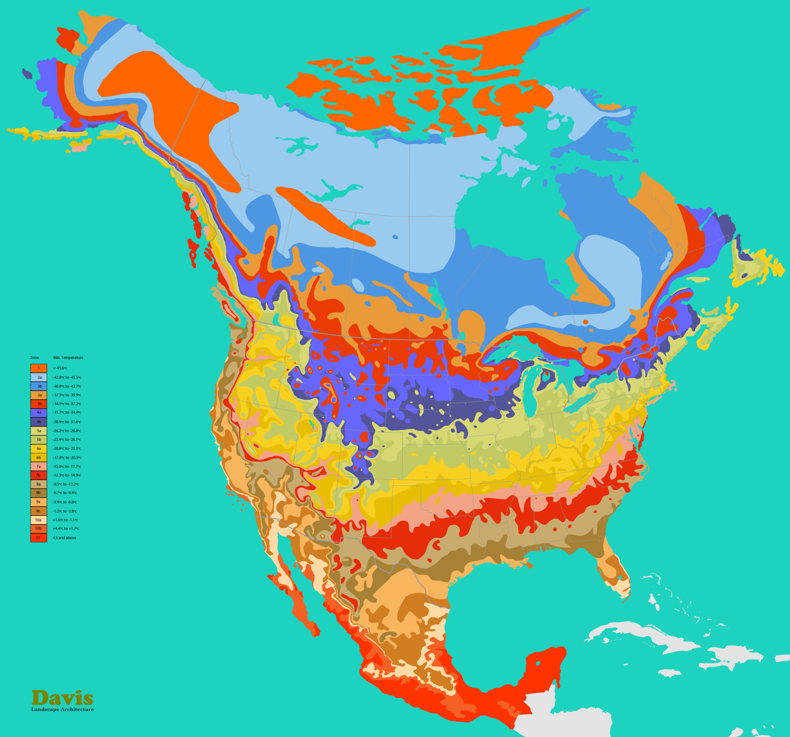North America Hardiness Map | Landscape Architect&amp;#039;S Pages inside Zone Map of USA For Planting
