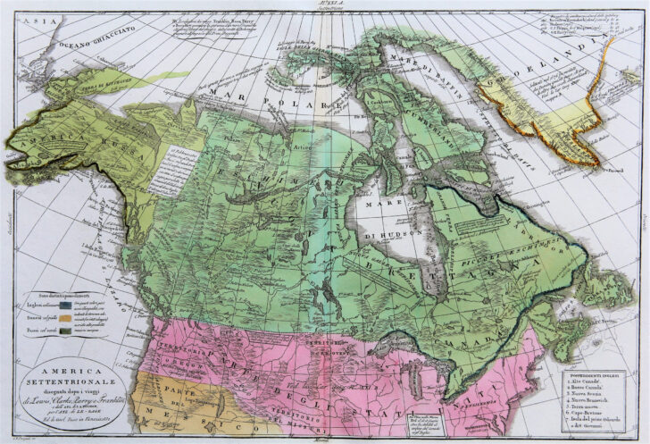 Map of USA Canada and Greenland