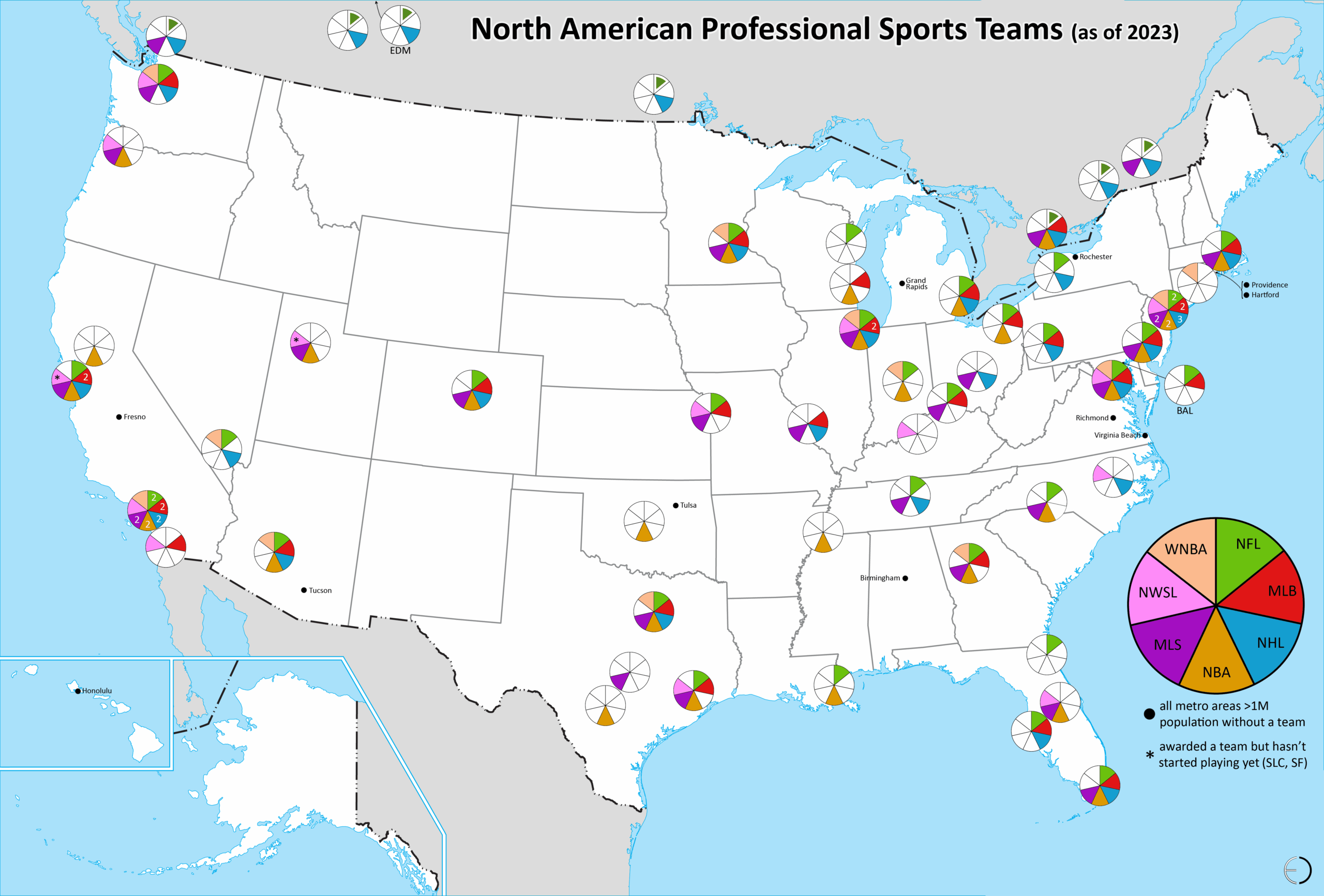 North American Professional Sports Teams [Oc] : R/Mapporn for Map Of Professional Sports Teams In Usa