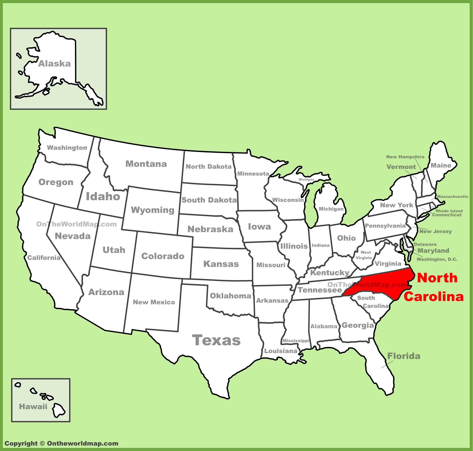 North Carolina Location On The U.s. Map - Ontheworldmap throughout North Carolina In Map Of Usa