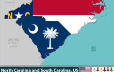North Carolina & South Carolina States Vector Image for Map of North Carolina and South Carolina USA