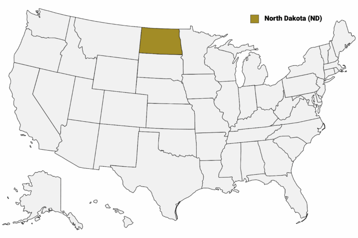 North Dakota On Map of USA