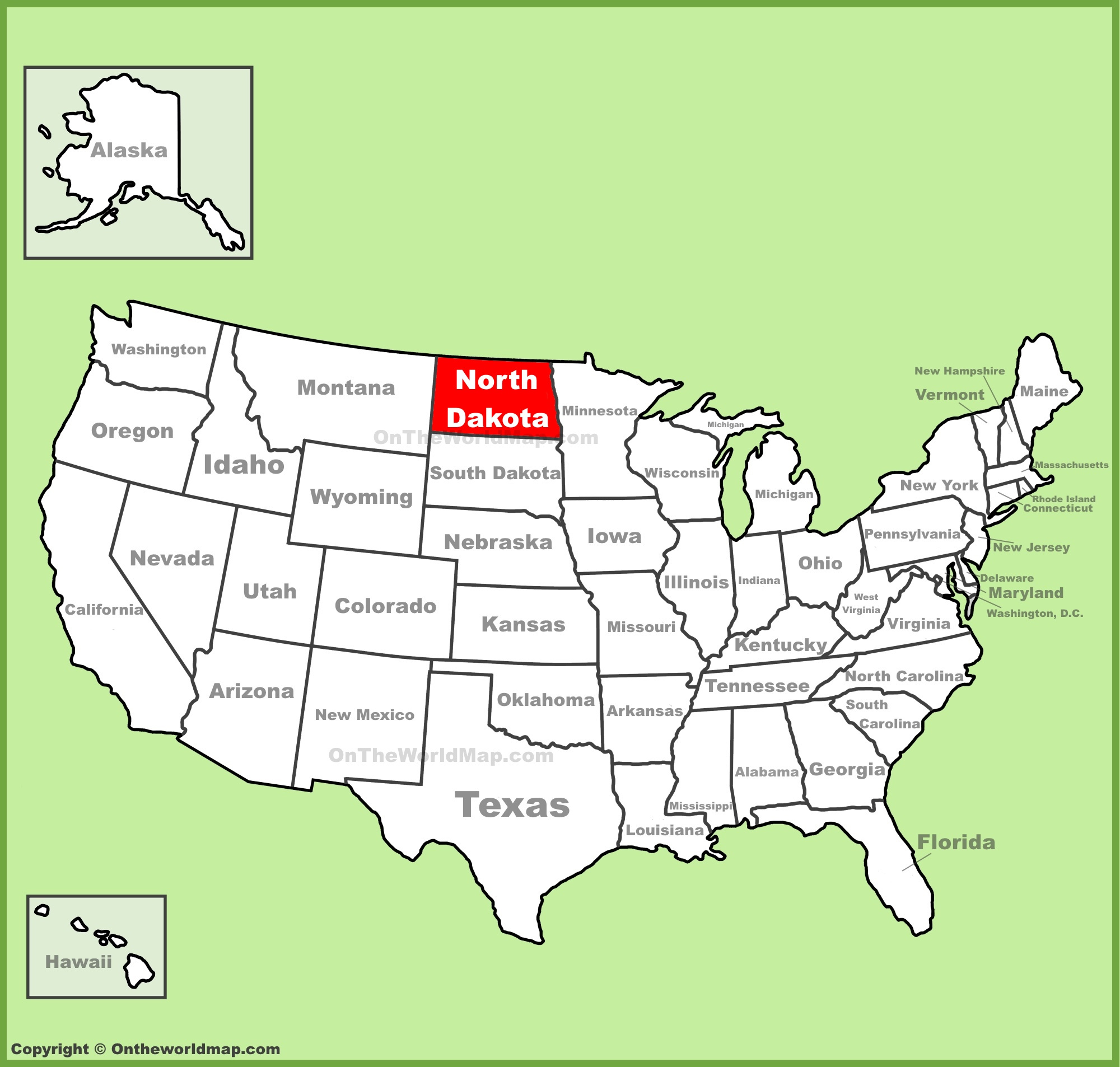 North Dakota Location On The U.s. Map - Ontheworldmap regarding North Dakota On Map Of Usa
