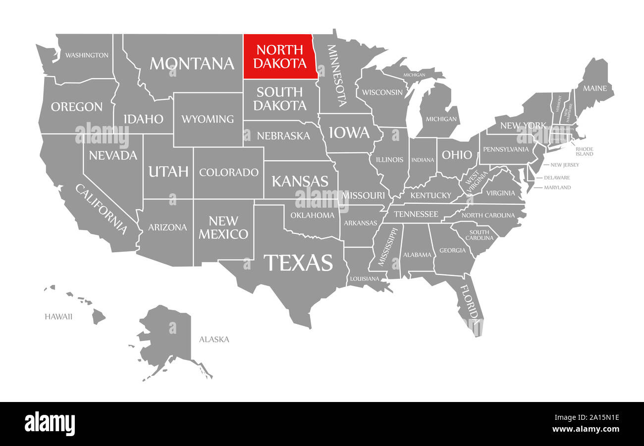 North Dakota Rot Markiert Auf Der Karte Der Vereinigten Staaten for North Dakota On Map Of Usa