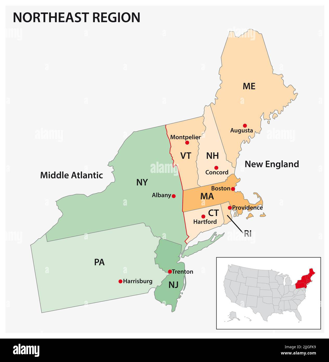 Northeast United States Map Hi-Res Stock Photography And Images with regard to Map Of North East Coast Usa And Canada