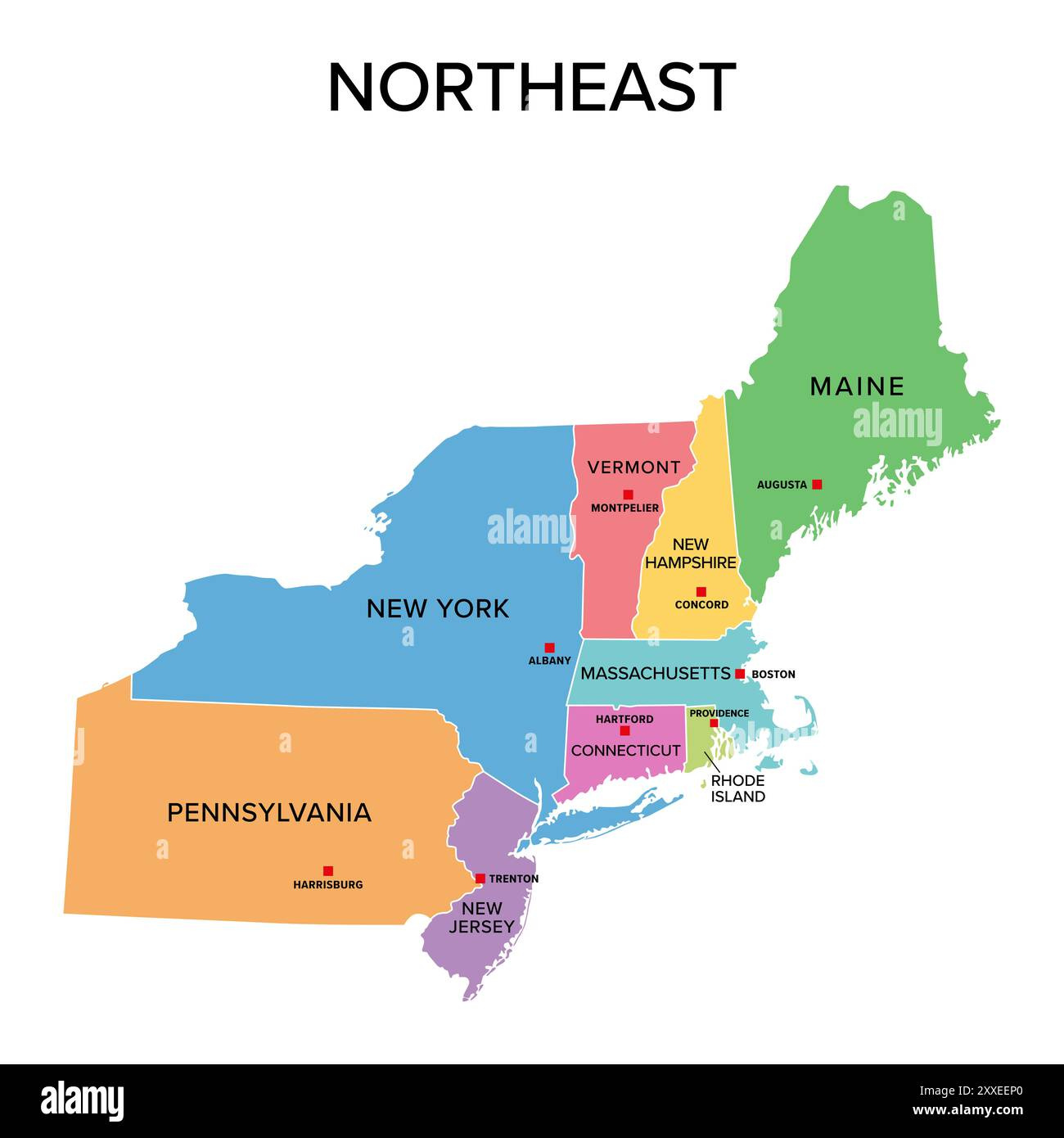 Northeastern Usa Map Cut Out Stock Images &amp;amp; Pictures - Alamy in Map Of Northeast Region Of Usa