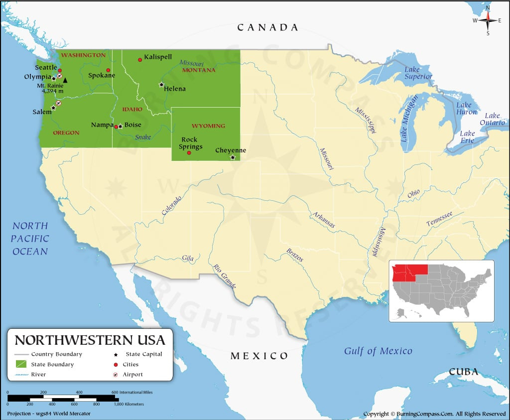 Northwestern Us Map, Map Of Northwest Usa, Northwest States Map with Map of Northwest USA with States and Cities