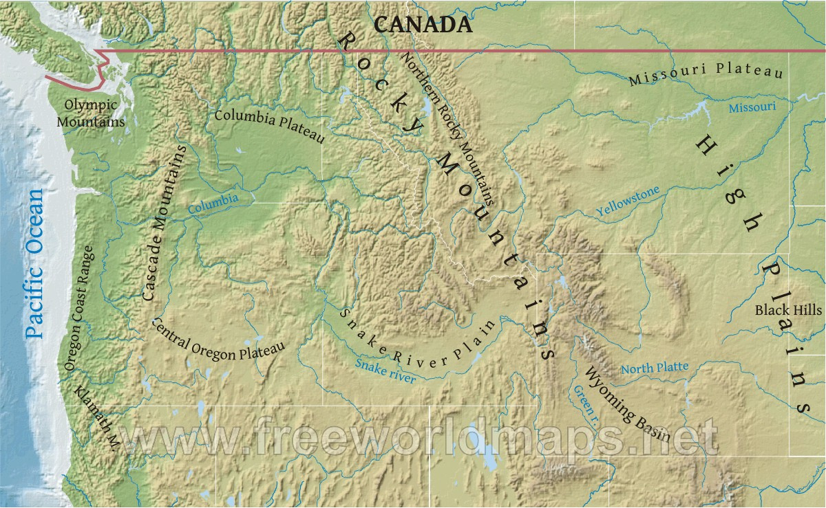 Northwestern Us Physical Map pertaining to Map Of Northwest Usa And South West Canada
