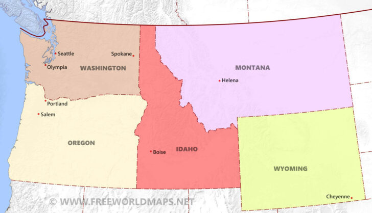 Map of Northwest USA with States and Cities Map of Northwest USA with States and Cities