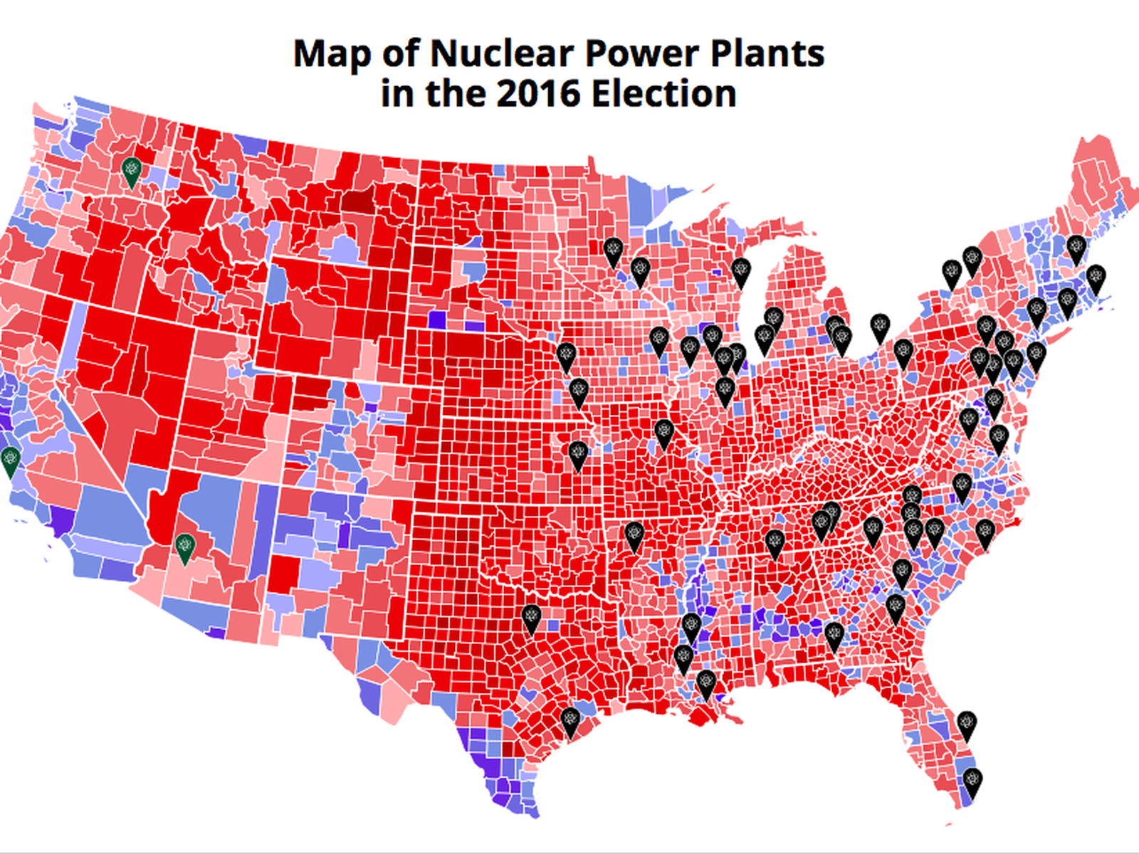 Nuke Industry To Trump: We&amp;#039;Re Your Base in Map of USA Nuclear Power Plants