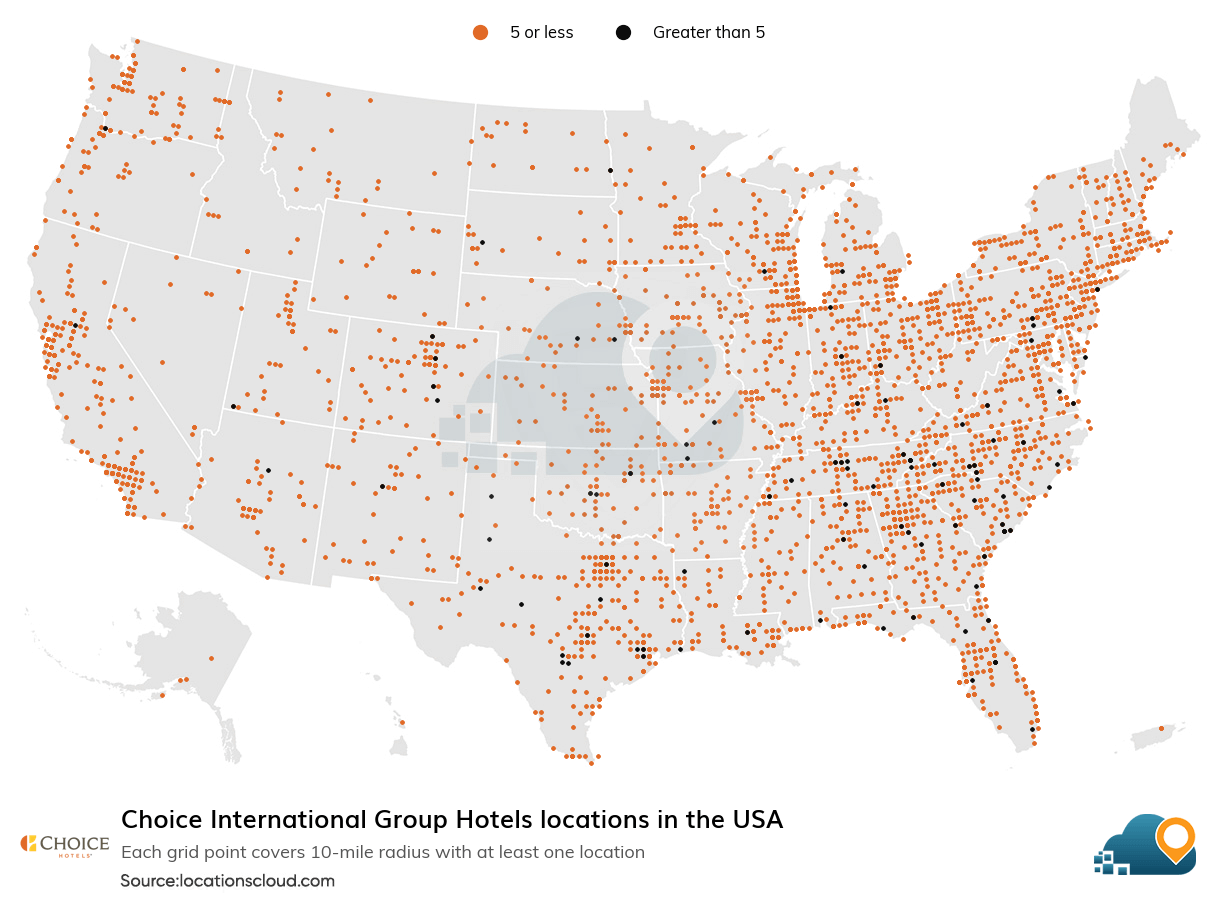 Number Of Choice International Group Hotels Locations Usa - 2025 in Map Of Choice Hotels In Usa