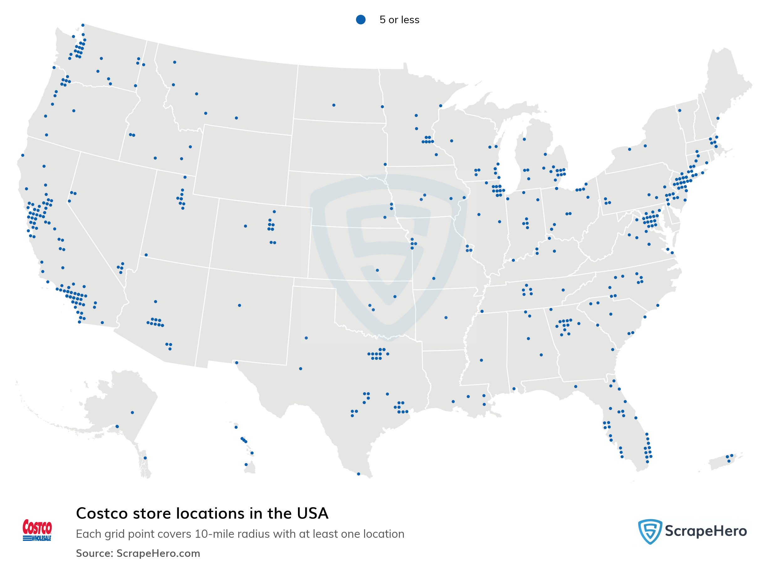 Number Of Costco Locations In The Usa In 2025 | Scrapehero within Map of Costco Locations In USA
