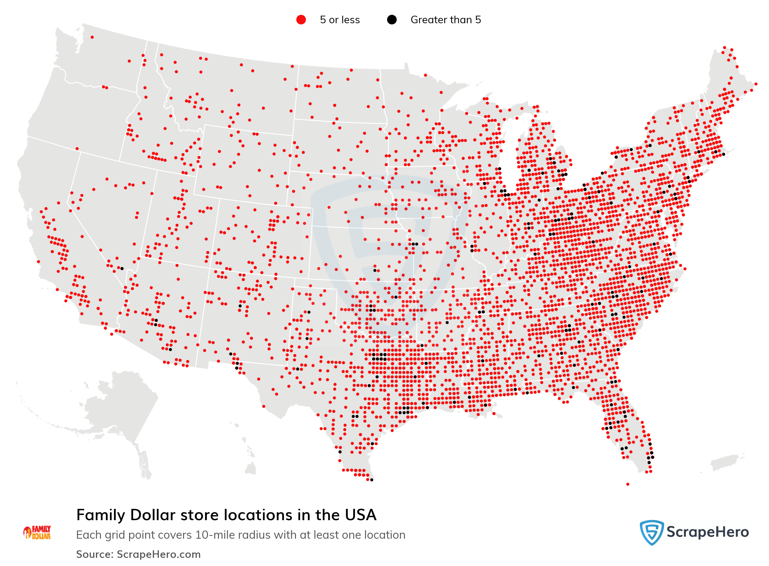Number Of Family Dollar Locations In The Usa In 2025 | Scrapehero throughout List Of Dollar General Stores Closing 2025 Usa Map