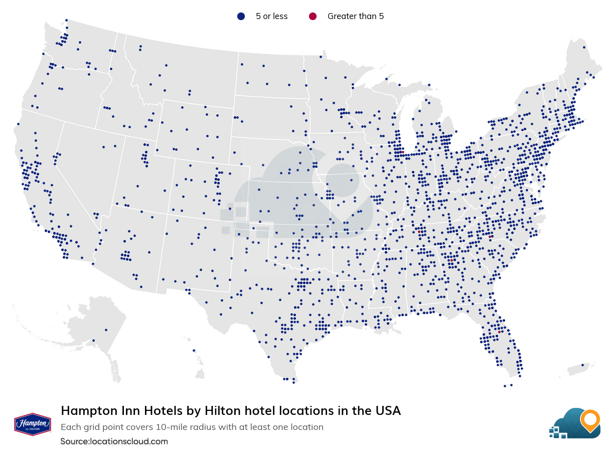 Number Of Hampton Locations In The Usa In 2025 pertaining to Map Of Hampton Inns In Usa