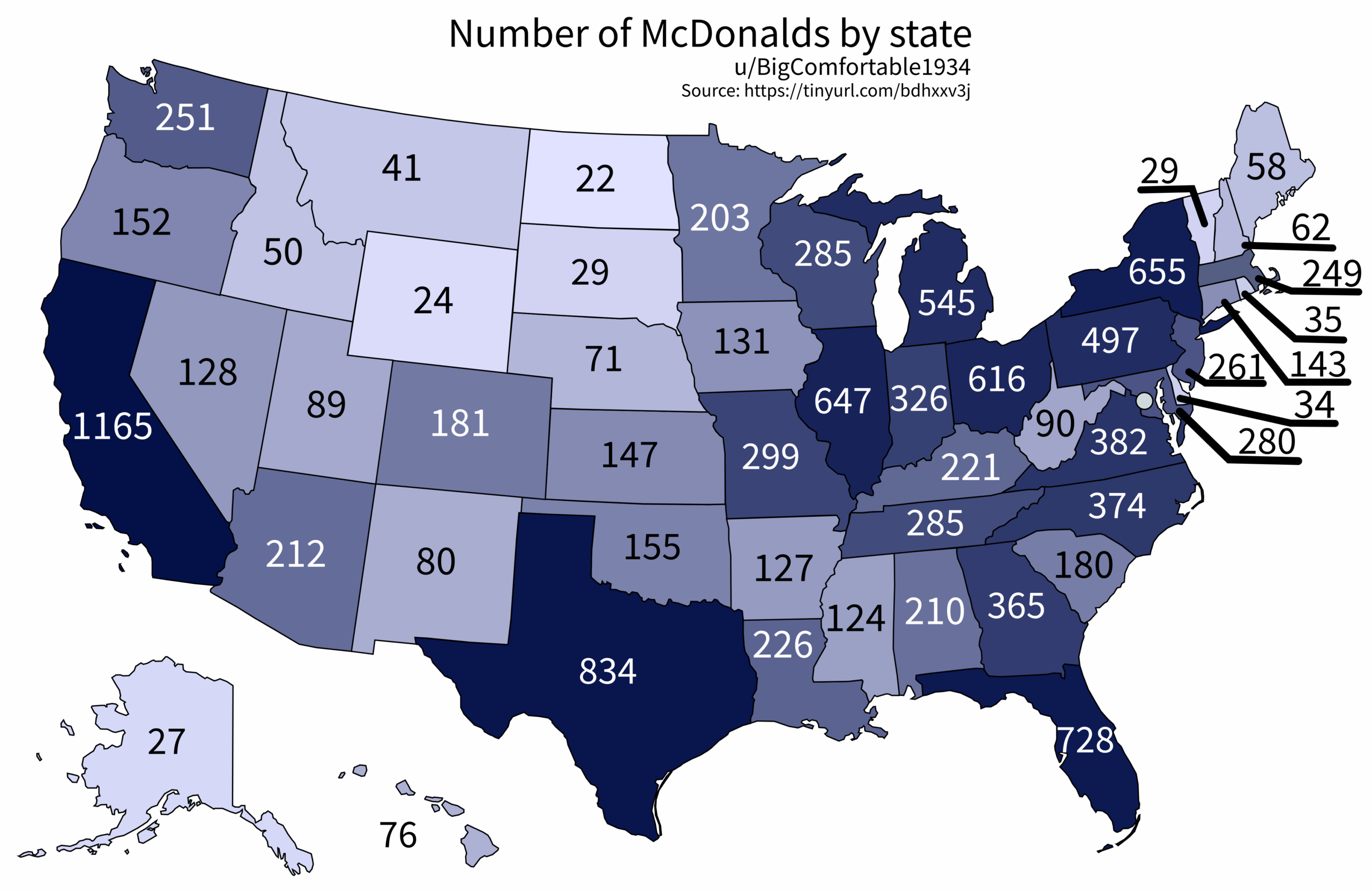 Number Of Mcdonaldsstate : R/Maps in Map of Mcdonald's In USA