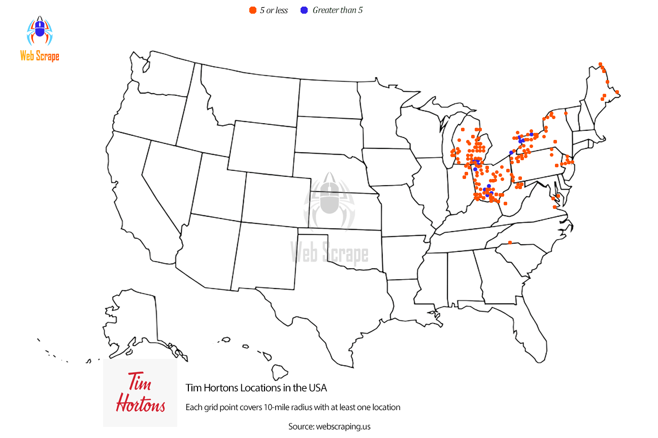 Number Of Tim Hortons Locations In The United States – Web Scrape with Map Of Tim Hortons In Usa