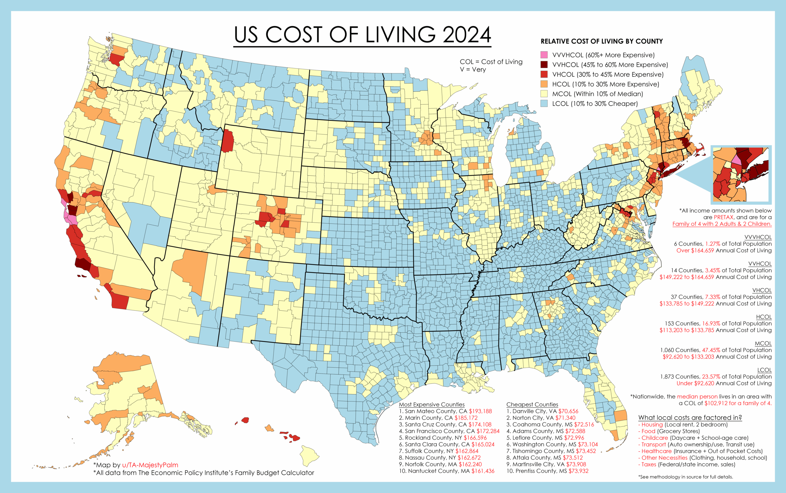 Oc] Us Cost Of Living Tiers (2024) : R/Dataisbeautiful intended for Cost of Living Map USA 2025
