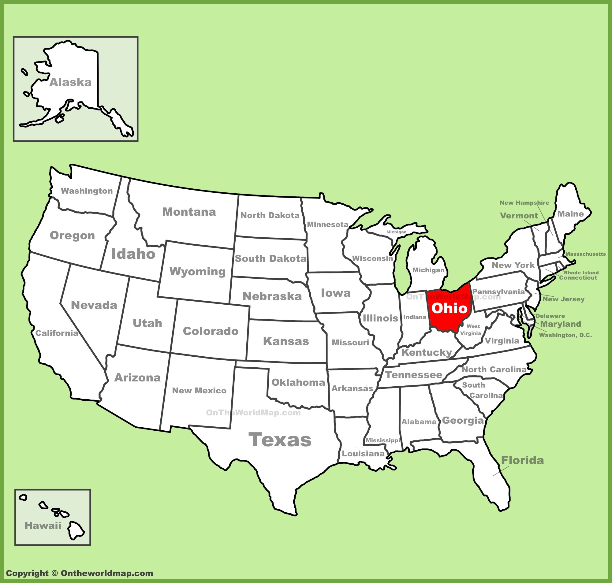 Ohio Location On The U.s. Map - Ontheworldmap within Ohio In The Map Of Usa