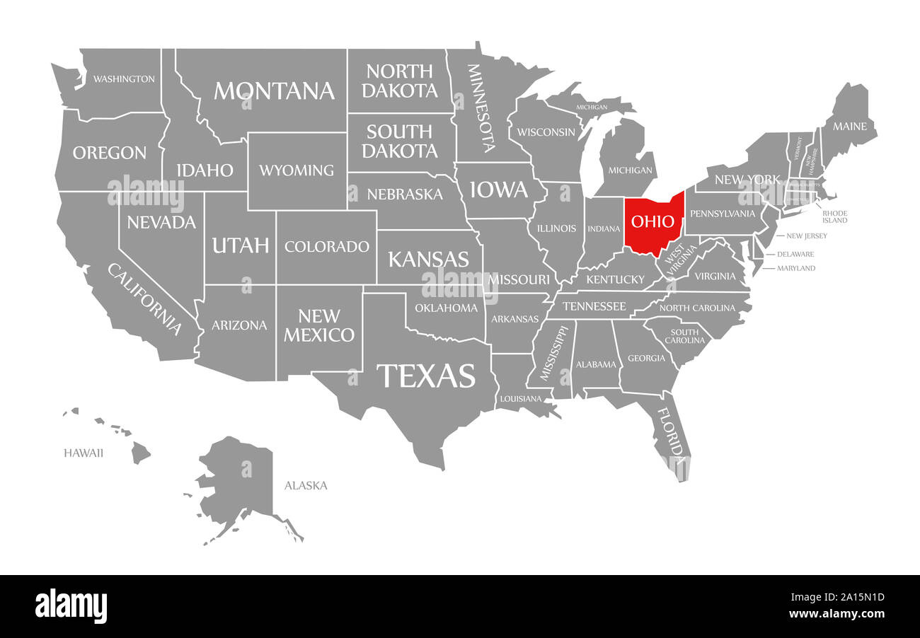 Ohio Red Highlighted In Map Of The United States Of America Stock with Map Of Usa With Ohio Highlighted