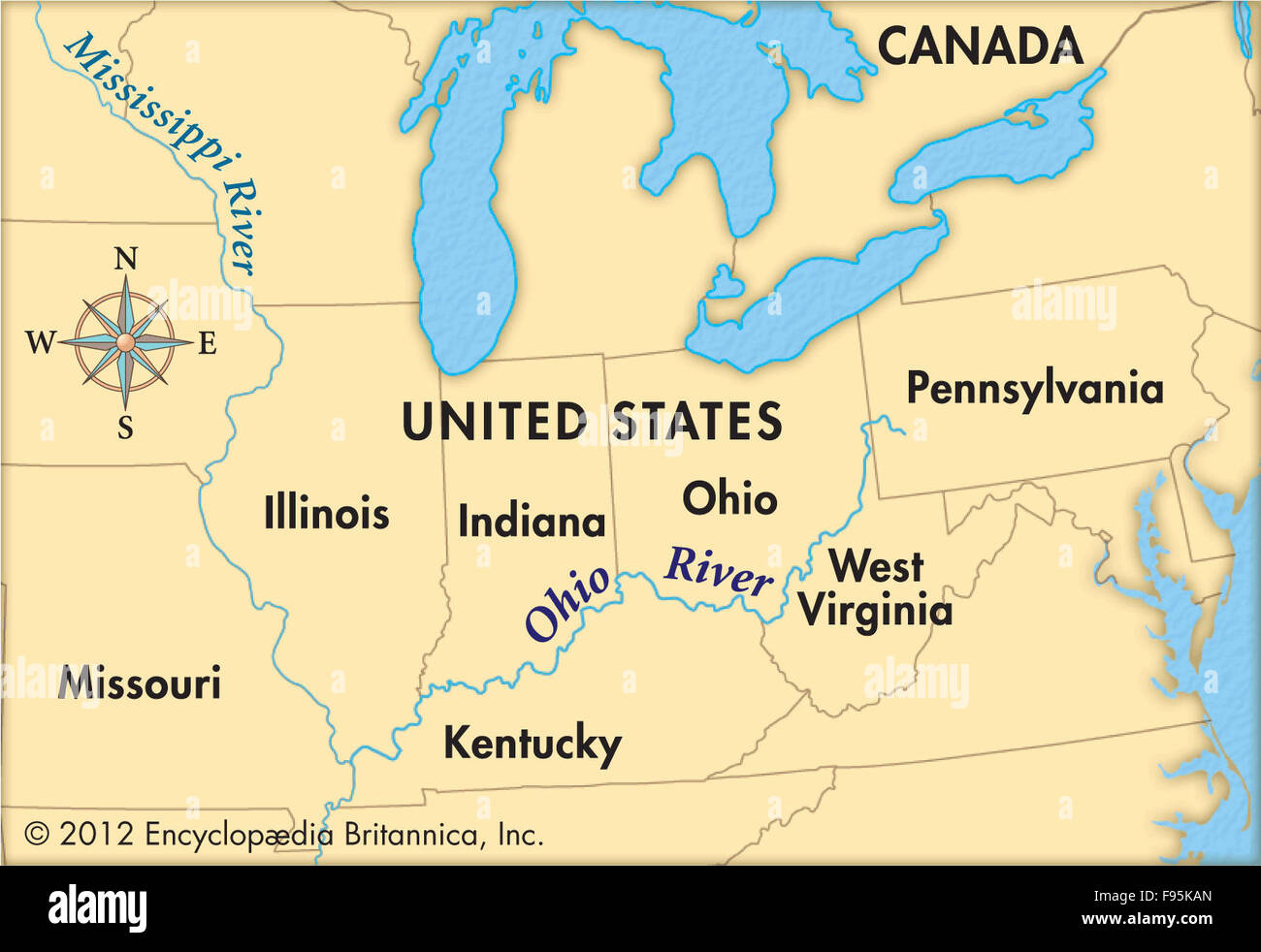 Ohio River Maps Cartography Geography Ohio River Hi-Res Stock with regard to Ohio River On Map Of Usa