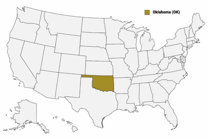 Oklahoma On A Map of USA