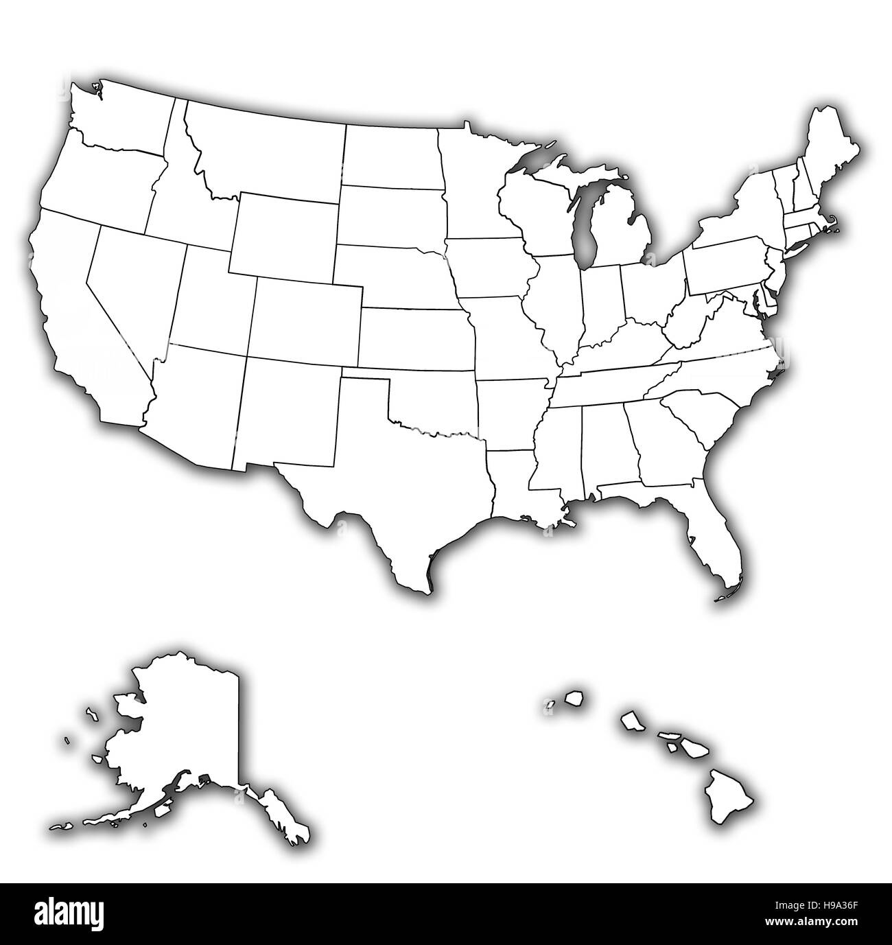 Old Vintage Map Of Usa With State Borders Stock Photo - Alamy within Map Of Usa With State Borders