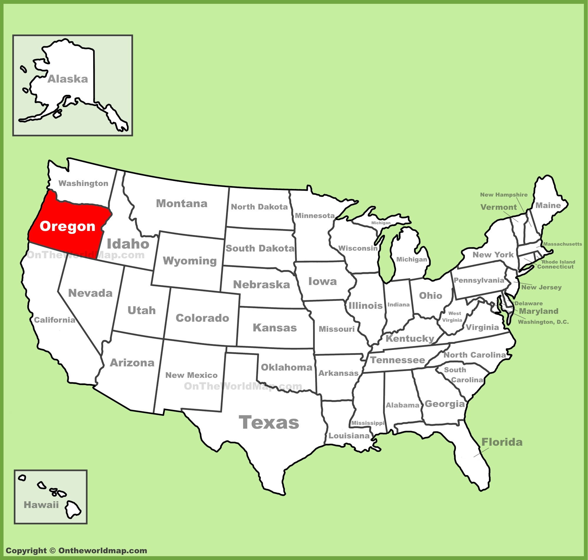 Oregon Location On The U.s. Map - Ontheworldmap for Oregon On A Map of USA