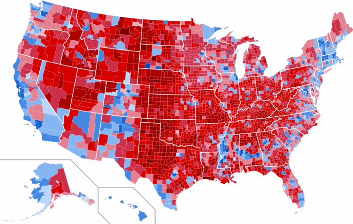 Red and Blue Map of USA
