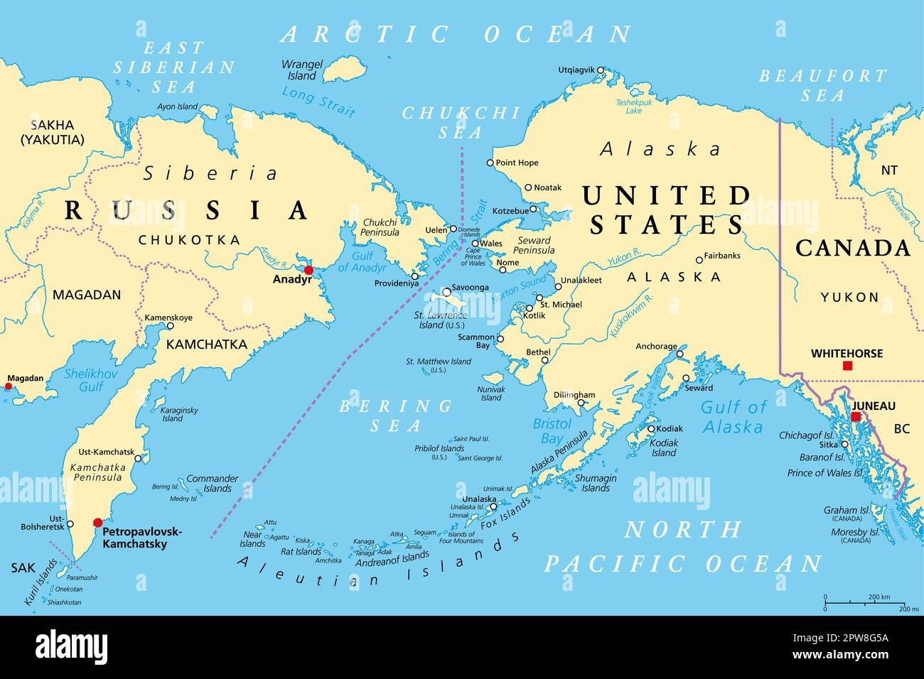 Pacific Ocean With Russia And Canada Hi-Res Stock Photography And in Map of USA Canada and Russia